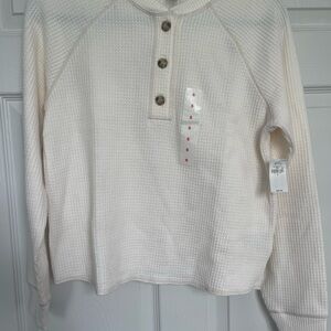 Old Navy Cream Ribbed Polo Sweatshirt